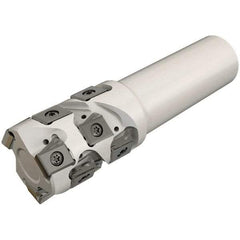 Iscar - 40mm Cut Diam, 48mm Max Depth of Cut, 32mm Shank Diam, 125mm OAL, Indexable Square Shoulder End Mill - T490 LN.T 1306 Inserts, Weldon Shank, 90° Lead Angle, Through Coolant, Series Helitang - Exact Tool & Supply