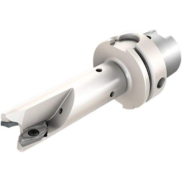 Iscar - 25mm Cut Diam, 15mm Max Depth of Cut, Indexable Square Shoulder End Mill - HM90 AXCR 1505.. Inserts, HSK63A Taper Shank, 90° Lead Angle, Through Coolant, Series Helialu - Exact Tool & Supply