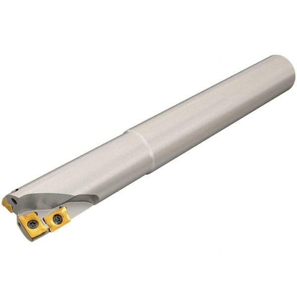 Iscar - 38mm Cut Diam, 38mm Max Depth of Cut, 32mm Shank Diam, 130mm OAL, Indexable Square Shoulder End Mill - A.KT Inserts, Cylindrical Shank, 90° Lead Angle, Through Coolant, Series Helimill - Exact Tool & Supply
