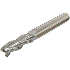 Iscar - 4mm, 12mm LOC, 4mm Shank Diam, 50mm OAL, 3 Flute, Solid Carbide Square End Mill - Single End, TiAlN Finish, Spiral Flute, 38° Helix, Right Hand Cut, Right Hand Flute - Exact Tool & Supply