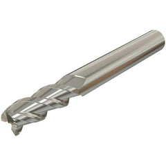Iscar - 8mm, 19mm LOC, 8mm Shank Diam, 63mm OAL, 3 Flute, Solid Carbide Square End Mill - Single End, Uncoated, Spiral Flute, 45° Helix, Centercutting, Right Hand Cut, Right Hand Flute - Exact Tool & Supply