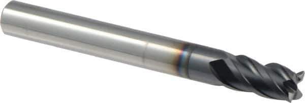 Iscar - 0.219", 3/8" LOC, 7/32" Shank Diam, 2" OAL, 4 Flute, Solid Carbide Square End Mill - Single End, TiAlN Finish, Spiral Flute, 38° Helix, Right Hand Cut, Right Hand Flute - Exact Tool & Supply