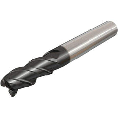 Iscar - 14mm, 25mm LOC, 14mm Shank Diam, 83mm OAL, 3 Flute, Solid Carbide Square End Mill - Single End, TiAlN Finish, Spiral Flute, 45° Helix, Right Hand Cut, Right Hand Flute - Exact Tool & Supply