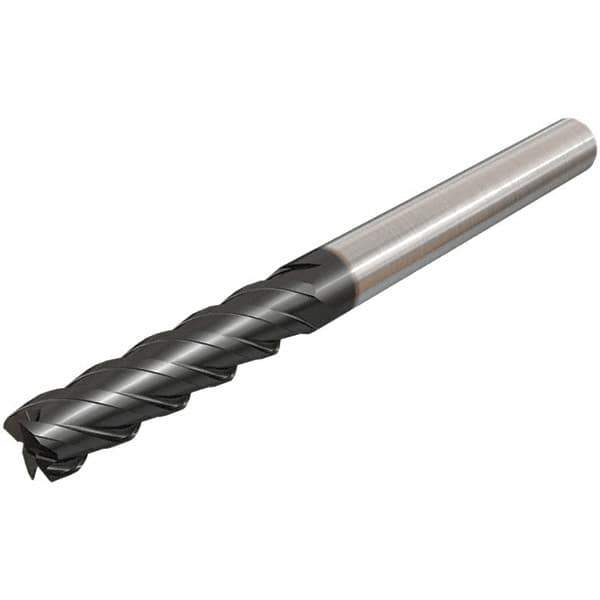 Iscar - 20mm, 60mm LOC, 20mm Shank Diam, 125mm OAL, 6 Flute, Solid Carbide Square End Mill - Single End, TiAlN Finish, Spiral Flute, 45° Helix, Right Hand Cut, Right Hand Flute - Exact Tool & Supply