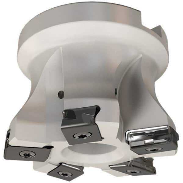 Iscar - 4 Inserts, 52mm Cut Diam, 22mm Arbor Diam, 3mm Max Depth of Cut, Indexable Square-Shoulder Face Mill - 0/90° Lead Angle, 50mm High, HTP LNHT 1006 Insert Compatibility, Through Coolant, Series TangPlunge - Exact Tool & Supply