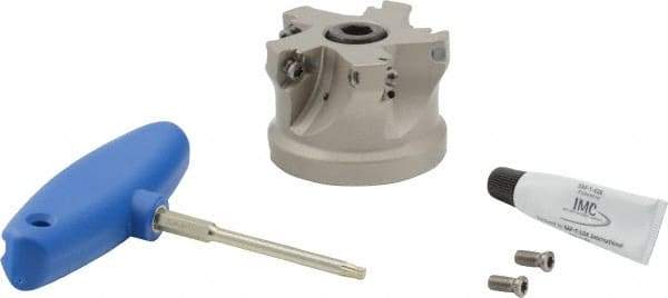 Iscar - 5 Inserts, 2-1/2" Cut Diam, 1" Arbor Diam, 0.512" Max Depth of Cut, Indexable Square-Shoulder Face Mill - 0/90° Lead Angle, 1-3/4" High, HM390 TDKT 1505 Insert Compatibility, Through Coolant, Series HeliIQMill - Exact Tool & Supply