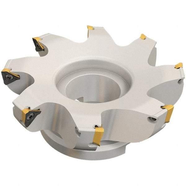 Iscar - 9 Inserts, 200mm Cut Diam, 60mm Arbor Diam, 13mm Max Depth of Cut, Indexable Square-Shoulder Face Mill - 0/90° Lead Angle, 63mm High, HM390 TDKT 1505 Insert Compatibility, Through Coolant, Series HeliIQMill - Exact Tool & Supply