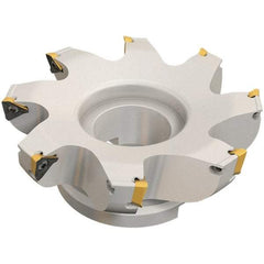 Iscar - 10 Inserts, 160mm Cut Diam, 40mm Arbor Diam, 13mm Max Depth of Cut, Indexable Square-Shoulder Face Mill - 0/90° Lead Angle, 63mm High, HM390 TDKT 1505 Insert Compatibility, Through Coolant, Series HeliIQMill - Exact Tool & Supply