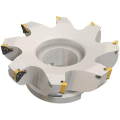 Iscar - 5 Inserts, 80mm Cut Diam, 27mm Arbor Diam, 13mm Max Depth of Cut, Indexable Square-Shoulder Face Mill - 0/90° Lead Angle, 50mm High, HM390 TDKT 1505 Insert Compatibility, Through Coolant, Series HeliIQMill - Exact Tool & Supply