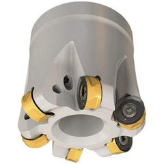 Iscar - 80mm Cut Diam, 8.7mm Max Depth, 27mm Arbor Hole, 8 Inserts, H400 RNHU Insert Style, Indexable Copy Face Mill - H400 FR-12 Cutter Style, 50mm High, Through Coolant, Series Helido - Exact Tool & Supply