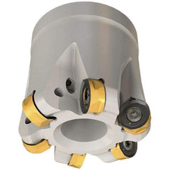 Iscar - 66mm Cut Diam, 8.7mm Max Depth, 27mm Arbor Hole, 7 Inserts, H400 RNHU Insert Style, Indexable Copy Face Mill - H400 FR-12 Cutter Style, 50mm High, Through Coolant, Series Helido - Exact Tool & Supply