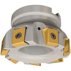 Iscar - 7 Inserts, 125mm Cut Diam, 40mm Arbor Diam, 16mm Max Depth of Cut, Indexable Square-Shoulder Face Mill - 0/90° Lead Angle, 63mm High, T490 LN.T 1607 Insert Compatibility, Through Coolant, Series Helitang - Exact Tool & Supply