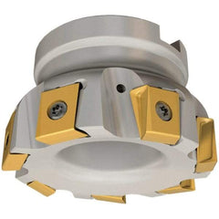 Iscar - 6 Inserts, 63mm Cut Diam, 27mm Arbor Diam, 16mm Max Depth of Cut, Indexable Square-Shoulder Face Mill - 0/90° Lead Angle, 45mm High, T490 LN.T 1607 Insert Compatibility, Through Coolant, Series Helitang - Exact Tool & Supply