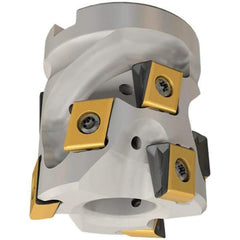 Iscar - 6 Inserts, 1-1/2" Cut Diam, 3/4" Arbor Diam, 1.43" Max Depth of Cut, Indexable Square-Shoulder Face Mill - 0/90° Lead Angle, 2.44" High, T490 LN.. 1306 Insert Compatibility, Through Coolant, Series Helitang - Exact Tool & Supply