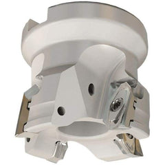 Iscar - 4 Inserts, 50mm Cut Diam, 22mm Arbor Diam, 13.5mm Max Depth of Cut, Indexable Square-Shoulder Face Mill - 0/90° Lead Angle, 45mm High, HM90 AXCR 1505 Insert Compatibility, Through Coolant, Series Helialu - Exact Tool & Supply