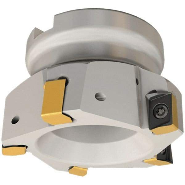 Iscar - 7 Inserts, 80mm Cut Diam, 27mm Arbor Diam, 12mm Max Depth of Cut, Indexable Square-Shoulder Face Mill - 0/90° Lead Angle, 50mm High, H490 AN.X 12 Insert Compatibility, Through Coolant, Series Helido - Exact Tool & Supply