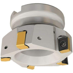 Iscar - 7 Inserts, 80mm Cut Diam, 27mm Arbor Diam, 12mm Max Depth of Cut, Indexable Square-Shoulder Face Mill - 0/90° Lead Angle, 50mm High, H490 AN.X 12 Insert Compatibility, Through Coolant, Series Helido - Exact Tool & Supply