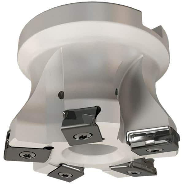 Iscar - 6 Inserts, 80mm Cut Diam, 32mm Arbor Diam, 3mm Max Depth of Cut, Indexable Square-Shoulder Face Mill - 0/90° Lead Angle, 50mm High, HTP LNHT 1006 Insert Compatibility, Through Coolant, Series TangPlunge - Exact Tool & Supply