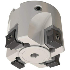 Iscar - 5 Inserts, 80mm Cut Diam, 27mm Arbor Diam, 5mm Max Depth of Cut, Indexable Square-Shoulder Face Mill - 0/90° Lead Angle, 45mm High, LN.. 11.. Insert Compatibility, Through Coolant, Series Heli2000 - Exact Tool & Supply