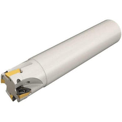 Iscar - 32mm Cut Diam, 8mm Max Depth of Cut, 32mm Shank Diam, 130mm OAL, Indexable Square Shoulder Helical End Mill - HM390 TPKT 1003 Inserts, Cylindrical Shank, 90° Lead Angle, Through Coolant, Series HeliIQMill - Exact Tool & Supply