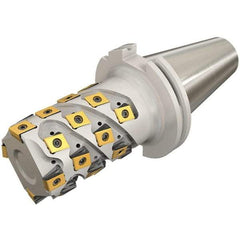 Iscar - 80mm Cut Diam, 128mm Max Depth of Cut, Indexable Square Shoulder End Mill - T490 LN.T 13.. Inserts, INT50 Taper Shank, 90° Lead Angle, Through Coolant, Series Helitang - Exact Tool & Supply