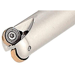 Iscar - 1" Cut Diam, 0.295" Max Depth of Cut, 1" Shank Diam, 5" OAL, Indexable Copy End Mill - 3 Inserts, H400 RNHU Insert, Weldon Shank, Through Coolant - Exact Tool & Supply