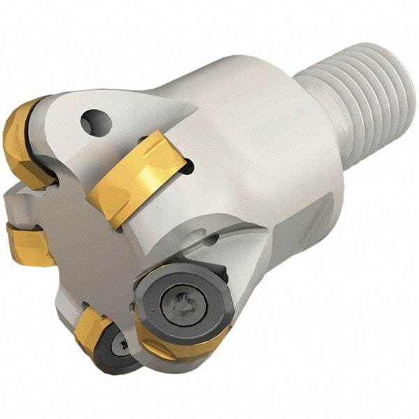 Iscar - 20mm Cut Diam, 7.5mm Max Depth of Cut, 25mm OAL, Indexable Copy End Mill - 2 Inserts, H400 RNHU 1205 Insert, Modular Connection, Through Coolant - Exact Tool & Supply
