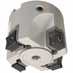 Iscar - 10 Inserts, 100mm Cut Diam, 32mm Arbor Diam, 5mm Max Depth of Cut, Indexable Square-Shoulder Face Mill - 0/90° Lead Angle, 55mm High, LN.. 11.. Insert Compatibility, Through Coolant, Series Heli2000 - Exact Tool & Supply