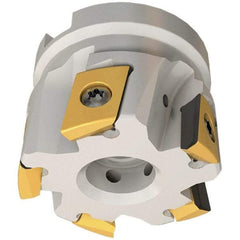 Iscar - 5 Inserts, 50mm Cut Diam, 22mm Arbor Diam, 14mm Max Depth of Cut, Indexable Square-Shoulder Face Mill - 0/90° Lead Angle, 40mm High, T290 FLN-15 Insert Compatibility, Through Coolant, Series SumoMill - Exact Tool & Supply