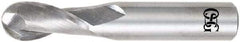 OSG - 15/32" Diam, 1" LOC, 2 Flute Solid Carbide Ball End Mill - TiAlN Finish, Single End, 3" OAL, 1/2" Shank Diam, Spiral Flute - Exact Tool & Supply