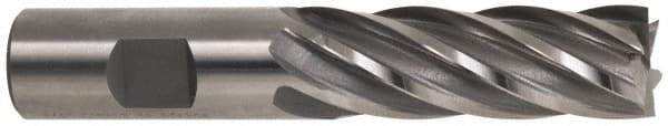 Hertel - 3/4", 2" LOC, 3/4" Shank Diam, 4-1/4" OAL, 6 Flute, Cobalt Square End Mill - Single End, Uncoated, Spiral Flute, 30° Helix, Centercutting, Right Hand Cut, Right Hand Flute - Exact Tool & Supply