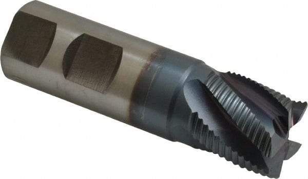 Hertel - 1" Diam, Fine Pitch, 1" LOC, 5 Flute Cobalt Roughing Square End Mill - TiCN Finish, 3-1/2" OAL, 1" Shank Diam, Single End, Centercutting, 30° Helix - Exact Tool & Supply
