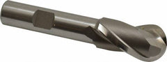 Hertel - 3/4" Diam, 1-5/16" LOC, 2 Flute High Speed Steel Ball End Mill - Uncoated, Single End, 3-5/16" OAL, 1/2" Shank Diam, Spiral Flute - Exact Tool & Supply