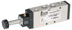 Parker - 1/8" NPT Port, Single Solenoid, 2 Position Valveless Coil, Aluminum Solenoid Valve - Normally Open Through Ports 1 & 2, 232 Max PSI, Buna-N Seal - Exact Tool & Supply