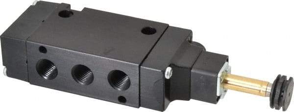 Parker - 1/4" NPT Port, Single Solenoid, 2 Position Valveless Coil, Aluminum Solenoid Valve - Normally Open Through Ports 1 & 2, 145 Max PSI, Buna-N Seal - Exact Tool & Supply