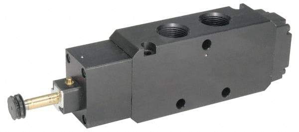 Parker - 3/4" NPT Port, Double Solenoid, 3 Position Valveless Coil, Aluminum Solenoid Valve - Pressure Center Open, 145 Max PSI, Buna-N Seal - Exact Tool & Supply