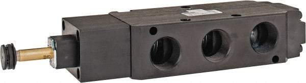 Parker - 3/4" NPT Port, Single Solenoid, 2 Position Valveless Coil, Aluminum Solenoid Valve - Normally Open Through Ports 1 & 2, 145 Max PSI, Buna-N Seal - Exact Tool & Supply