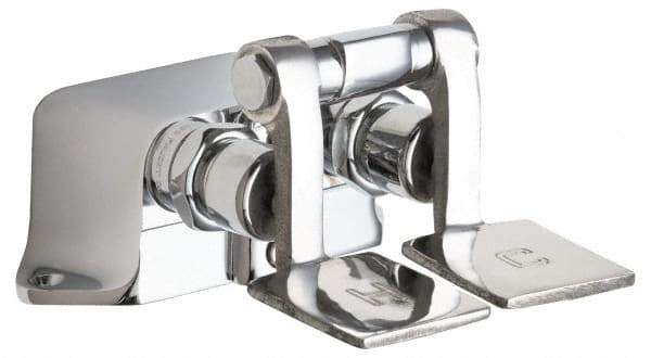 Chicago Faucets - No Spout, Self Closing Cartridges Design, Rough Chrome, Floor Mounted, Floor Mounted Faucet with Short Pedals - Pedal Handle - Exact Tool & Supply