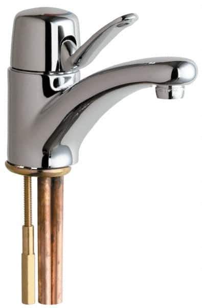 Chicago Faucets - Single Handle, Deck Mounted, Single Hole Bathroom Faucet - Ceramic Mixing Cartridge, No Drain, Integral Spout - Exact Tool & Supply