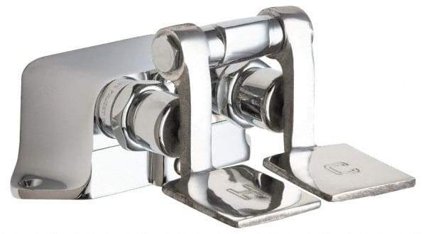 Chicago Faucets - Floor Mounted With Short Pedals Bathroom Faucet - Self Closing Cartridges, No Drain - Exact Tool & Supply