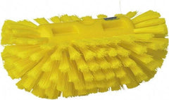 Vikan - 1-1/2" Bristle Length, Polyester Utility Scrub Brush - 5-1/2" Wide Head, 8" OAL, European Threaded Handle, Yellow, Polypropylene Block - Exact Tool & Supply
