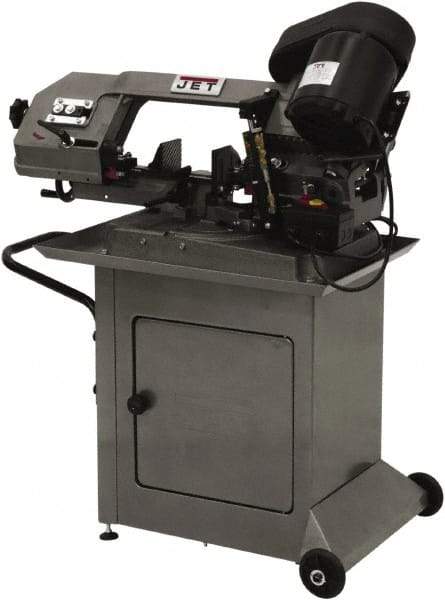 Jet - 5 x 6" Max Capacity, Manual Step Pulley Horizontal Bandsaw - 80, 120 & 200 SFPM Blade Speed, 115/230 Volts, 45 & 60°, 1 Phase - Exact Tool & Supply