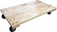 PRO-SOURCE - 1,000 Lb Capacity Hardwood/Polyolefin Solid Top Dolly - 36" Long x 24" Wide x 5" High, 3" Polyolefin Wheels - Exact Tool & Supply