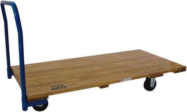 PRO-SOURCE - 2,000 Lb Capacity Hardwood/Steel Platform Truck - Hardwood Deck, 36" OAW, 72" Platform Length, Mold-On-Rubber Casters - Exact Tool & Supply