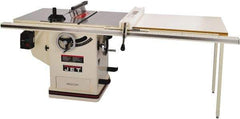 Jet - 10" Blade Diam, 5/8" Arbor Diam, 1 Phase Table Saw - 5 hp, 65" Wide x 36" Deep x 38" High, 230 Volt, 3" Cutting Depth - Exact Tool & Supply