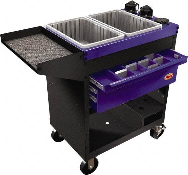 Huot - 18" Wide x 35-1/4" High x 41" Deep, 2 Drawer Tool Cart - 1,000 Lb Capacity, Blue - Exact Tool & Supply