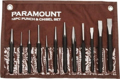 Paramount - 12 Piece Punch & Chisel Set - 13/64 to 1/2" Chisel, 3/8 to 3/16" Punch, Hexagon Shank - Exact Tool & Supply