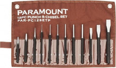 Paramount - 12 Piece Punch & Chisel Set - 3/8 to 5/8" Chisel, 1/16 to 3/8" Punch, Hexagon Shank - Exact Tool & Supply