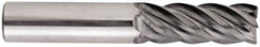 Niagara Cutter - 1", 5 Flute, Single End, Solid Carbide, 0.06" Corner Radius End Mill - 4" OAL, Right Hand Flute, 1-3/4" LOC, Right Hand Cut - Exact Tool & Supply