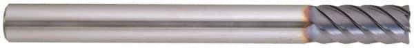 Niagara Cutter - 1/4", 5/8" LOC, 1/4" Shank Diam, 3" OAL, 6 Flute, Solid Carbide Square End Mill - Single End, AlTiN Finish, Spiral Flute, 45° Helix, Centercutting, Right Hand Cut, Right Hand Flute, Series MZ645 - Exact Tool & Supply